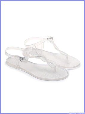 Women's Jelly Thong Sandals T-Strap Flip Flops Slip On Beach Flat